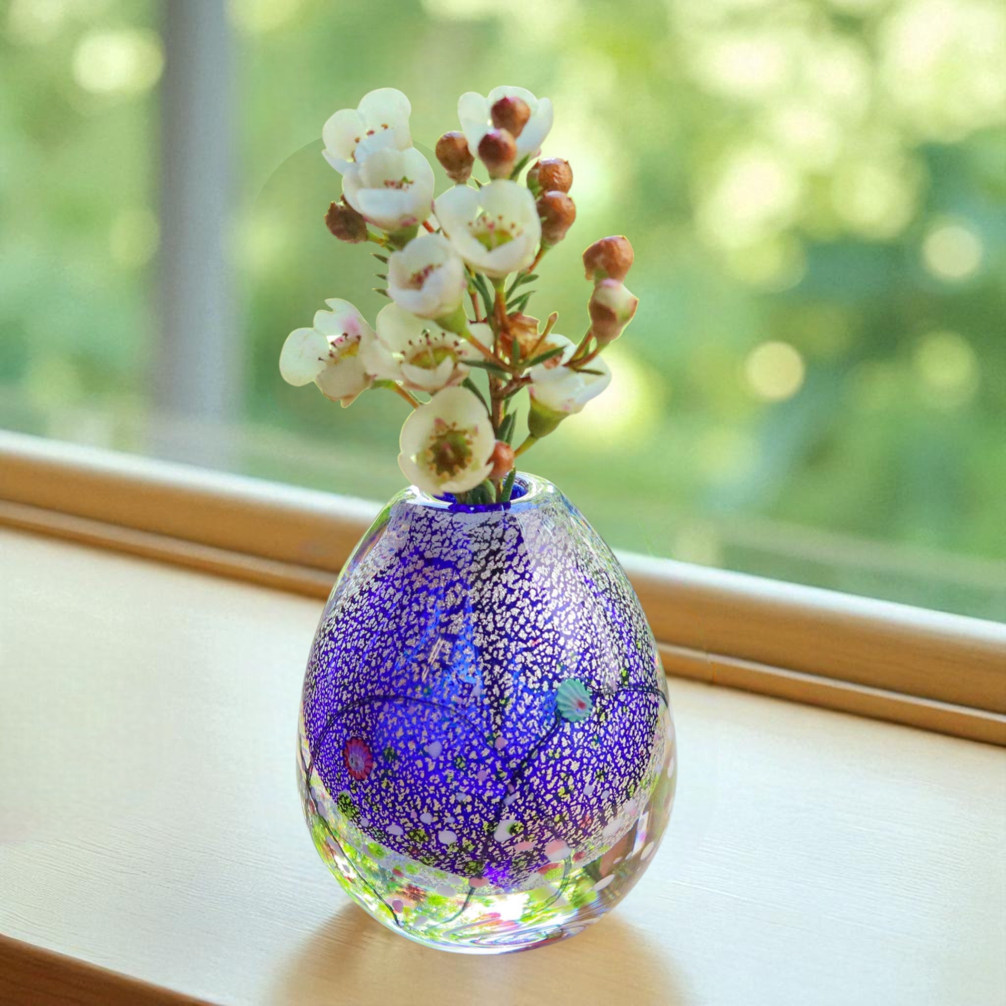 マルティーニ ガラス花器｜深紫の揺らぎが美しいヴィンテージフラワー