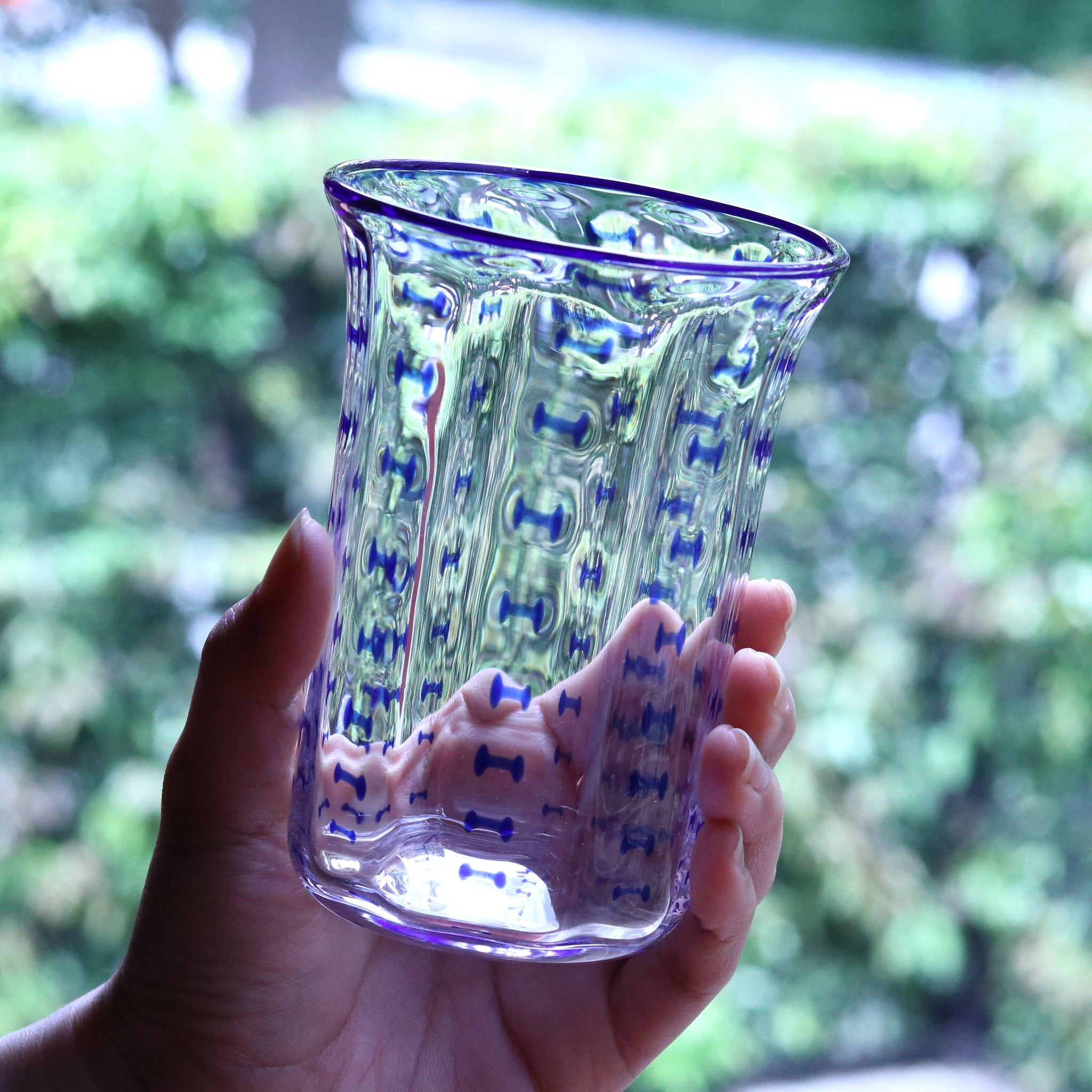 Y2679-2 大正ガラス 深鉢型マーブル渦文 氷コップ 和硝子 ＃6 Y2679-2