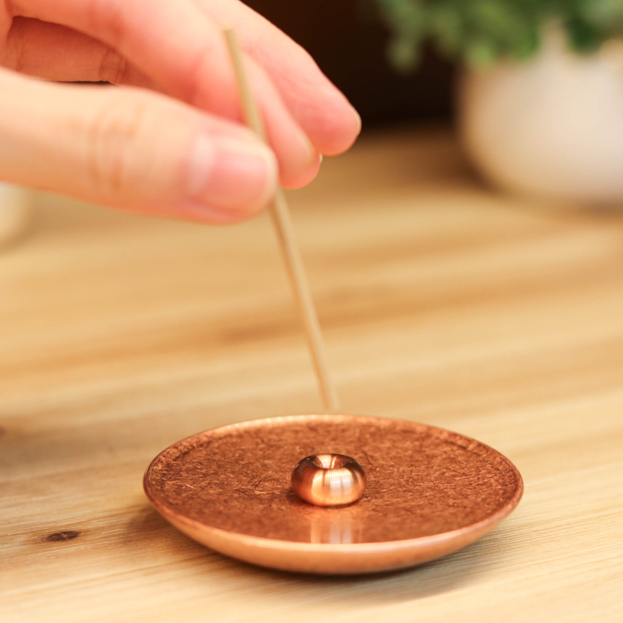 純銅象嵌ターコイズ線香飾り 純銅象嵌ターコイズ線香飾り