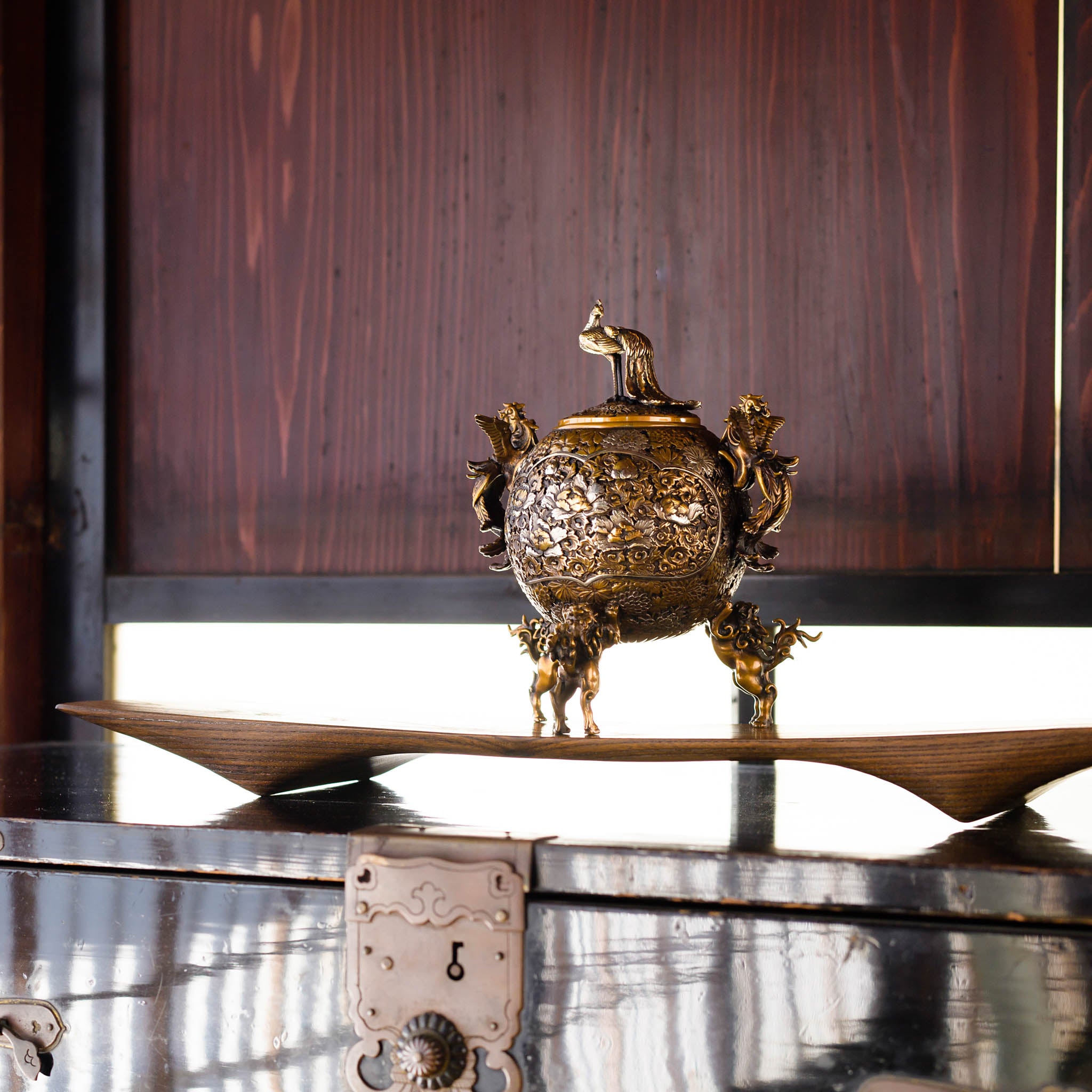 銅 細工 蓮華香炉 ショップ 茶道具 香道具 装飾品 工芸品 美術品 置物