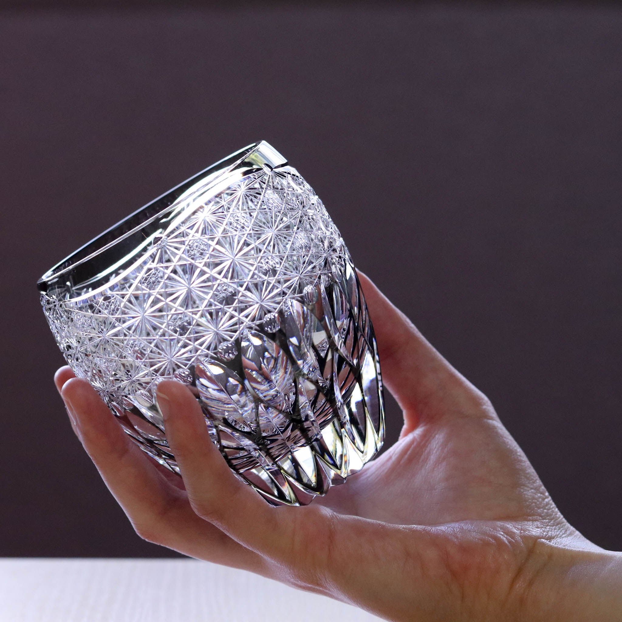 江戸切子 ロックグラス | 蓮華 | 青墨 | 東亜硝子工芸