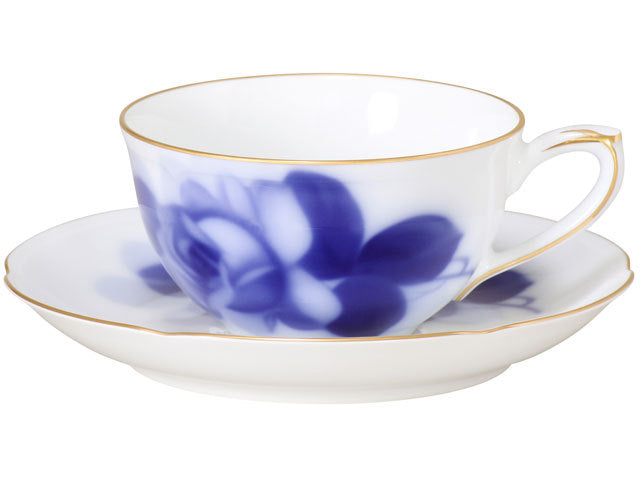 大倉陶園 蓋付煎茶碗 ブルーローズフラワー 未使用 大倉陶園 蓋付煎茶