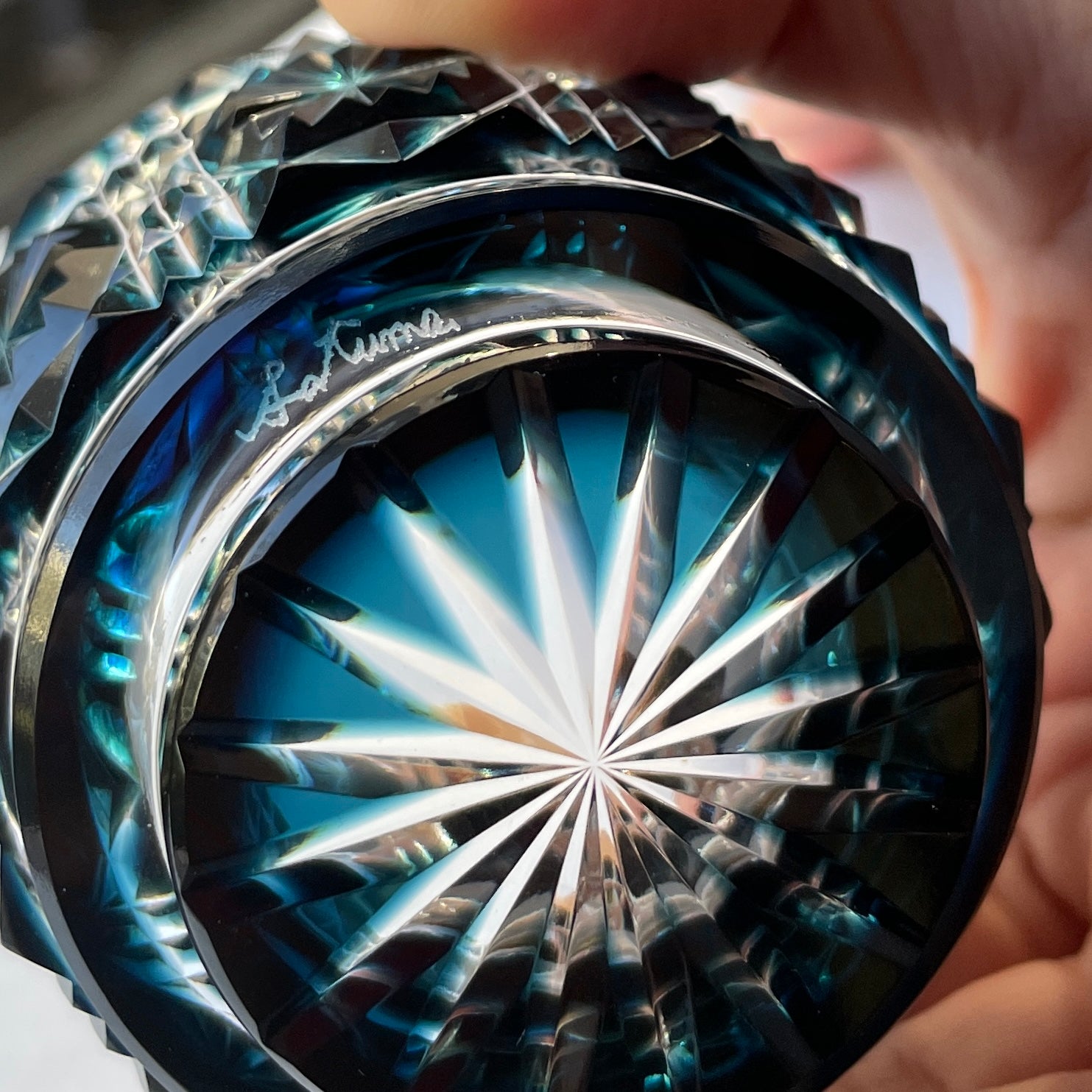 薩摩切子 冷酒おちょこ | 伝匠猪口 | 藍 | 薩摩びーどろ工芸