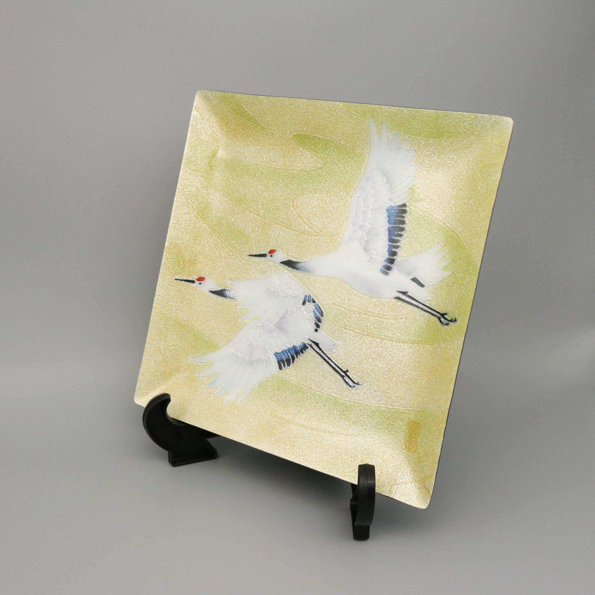 七宝焼き | 飾皿 | 双鶴 24x24