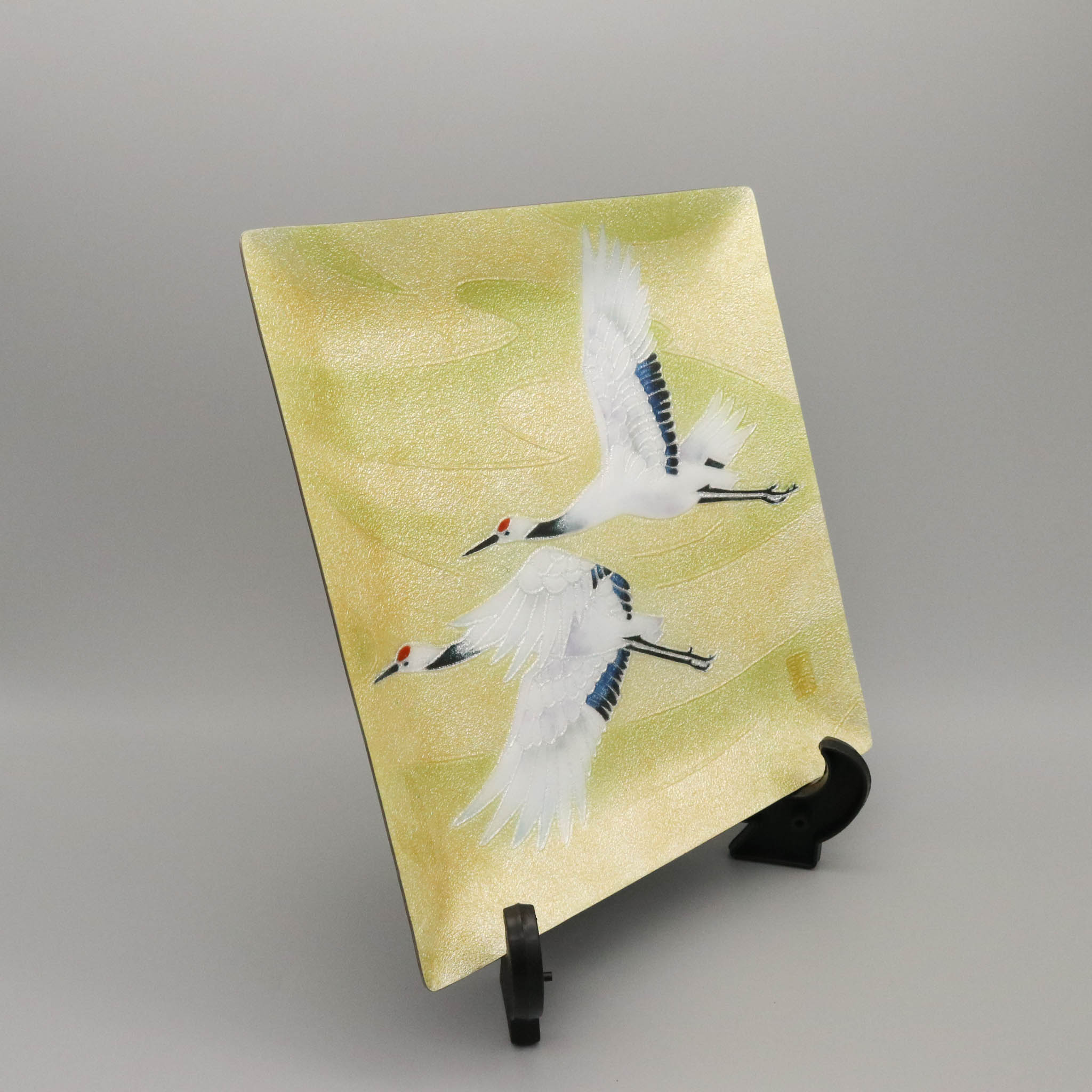 七宝焼き | 飾皿 | 双鶴 24x24