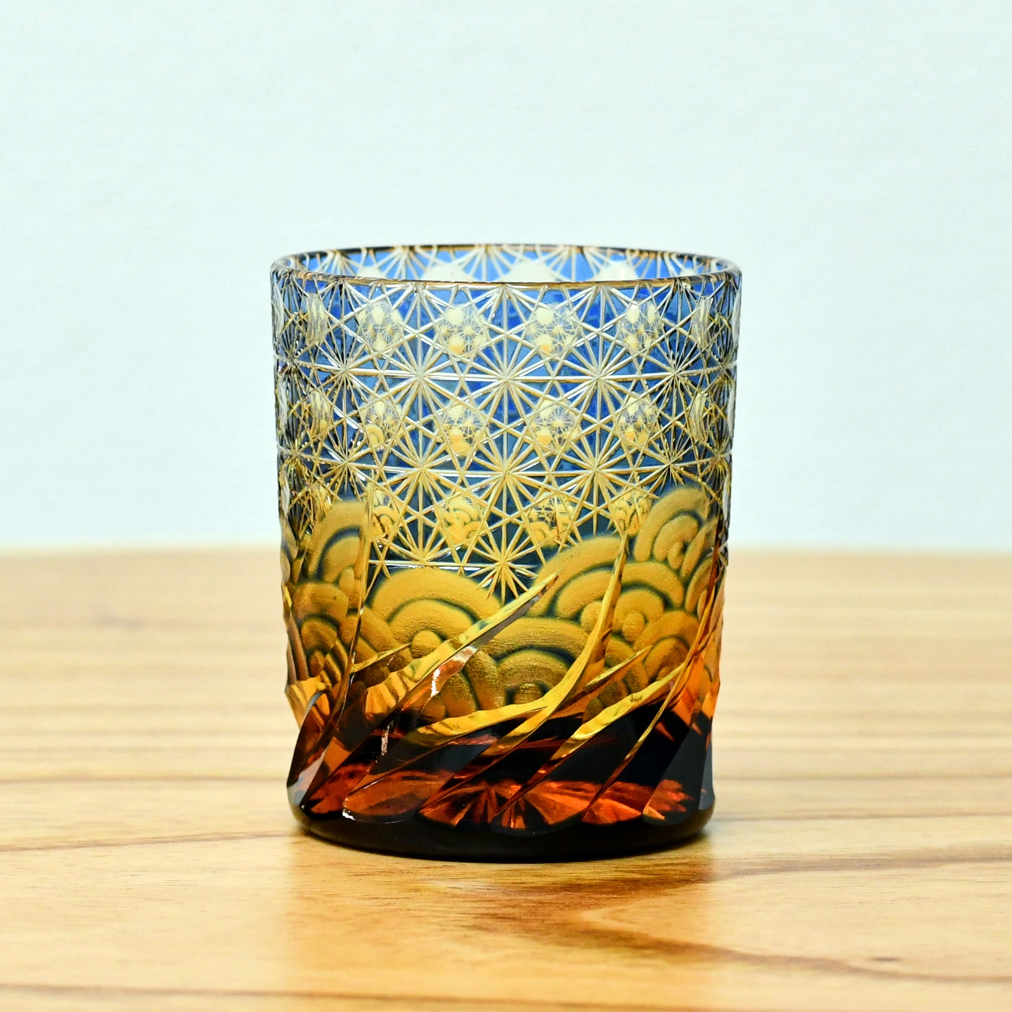 江戸切子 オールドグラス | 漣 ミニ | 琥珀 瑠璃 | 山田硝子