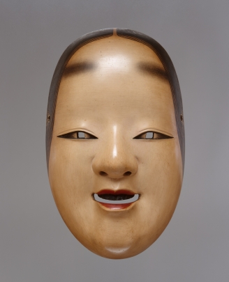 伝統的な能面 喜びの表情 木製江戸期、