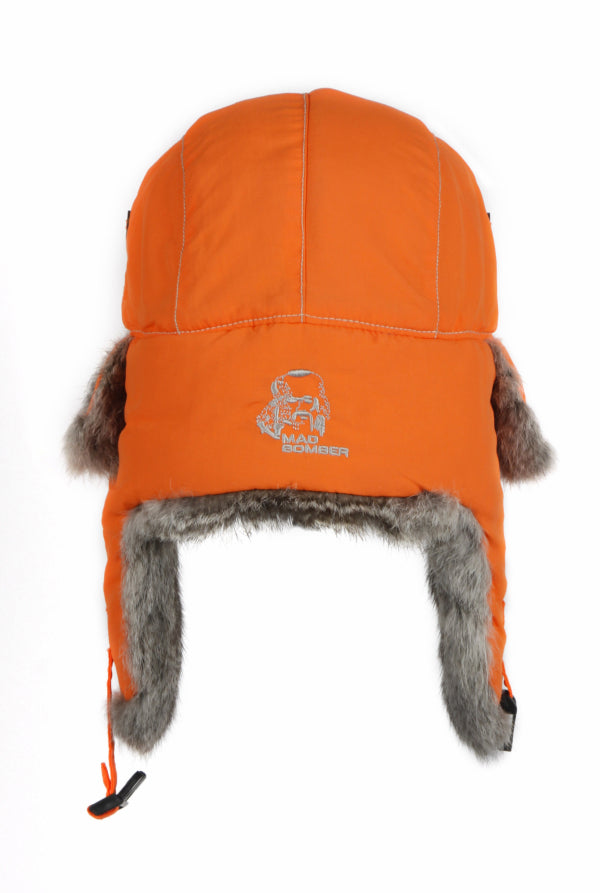 Mad Bomber Supplex Bomber - Blaze Orange With Grey Rabbit Fur