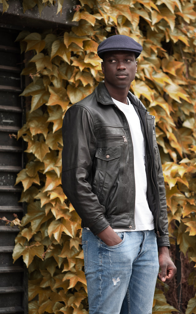 ジャケット・アウター archive single leather blouson Bordeaux Veste