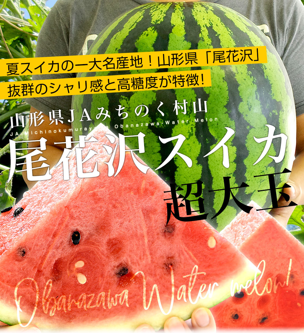 山形県産 JAみちのく村山 尾花沢すいか ＜A品＞ 大玉5Lサイズ以上 1玉