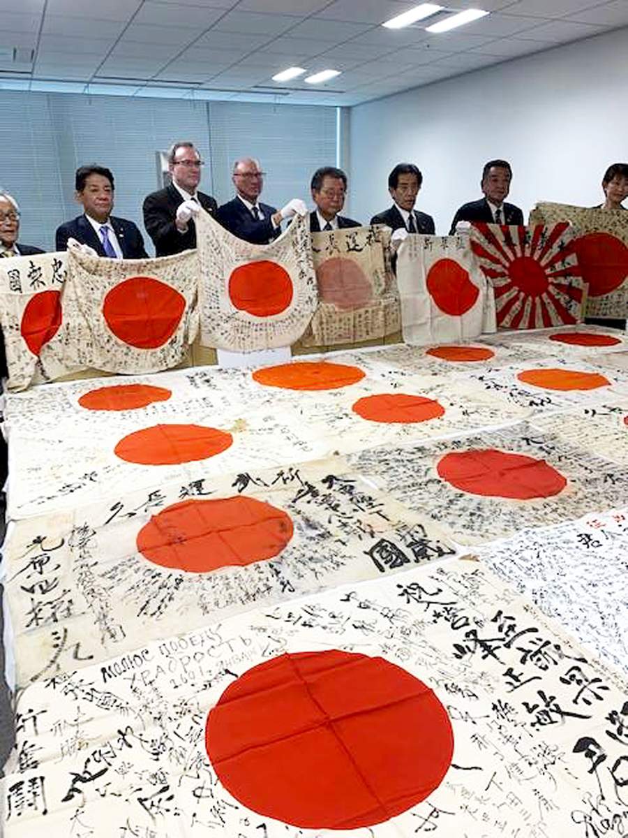 ② 武運長久 出征旗 大日本帝国軍 日章旗 国旗 日の丸 旧家 蔵出 骨董品