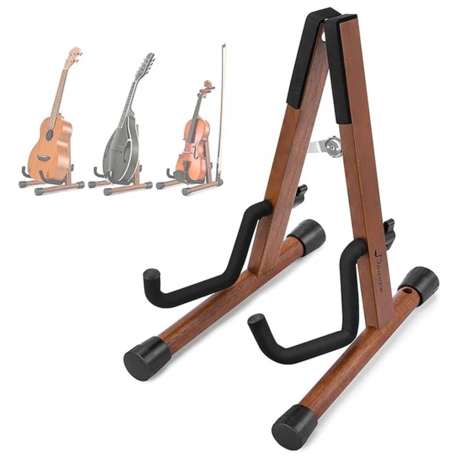 NEW】転倒防止付き 木製スタンド 3本用（ウクレレ／ギタレレ／三線