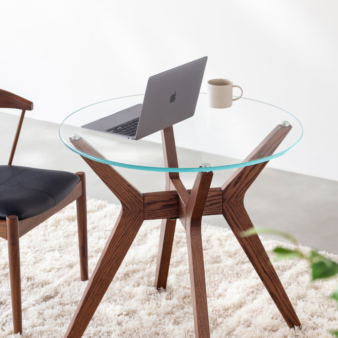 THE CAFE TABLE / ガラス × H 木製脚 オーク無垢材 – KANADEMONO