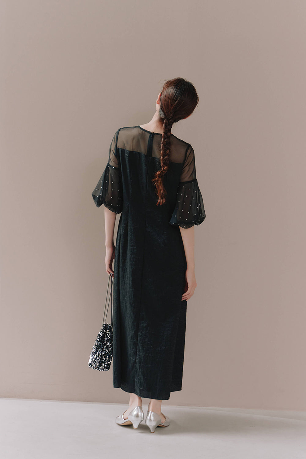 kaene公式オンラインストア デザインオーガンミックスドレス / 101081