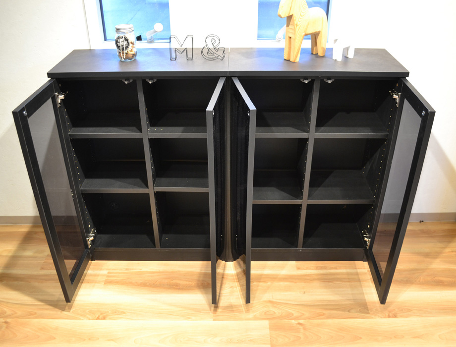 セミオーダー本棚 BOOKER［ブッカー］ポリカ扉・ロータイプ 幅71～80cm