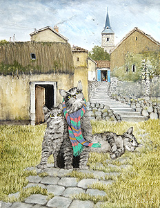 井上覚造 油彩画 セーヌの猫 井上覚造 油彩画 セーヌの猫