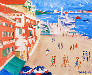 野口 弥太郎、ヴェネチュア風景、希少画集画、額装付 野口 弥太郎