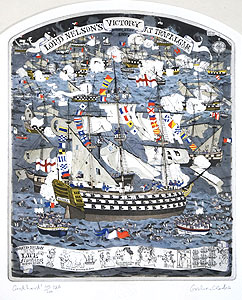 グラハム・クラーク「トラファルガーの戦い」版画42.8×34.4cm