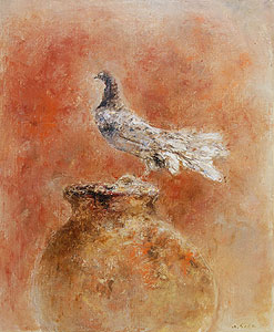 須田寿 油彩画 F8号「石の上」 須田寿 油彩画 F8号「石