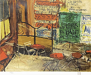 佐伯祐三 リトグラフ テラスの広告 ムルロ工房 証明書あり 額絵 額縁