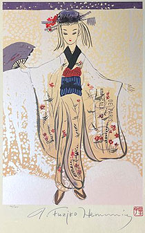 イングリット・フジ子・ヘミング 雪の中の少女 版画 イングリット