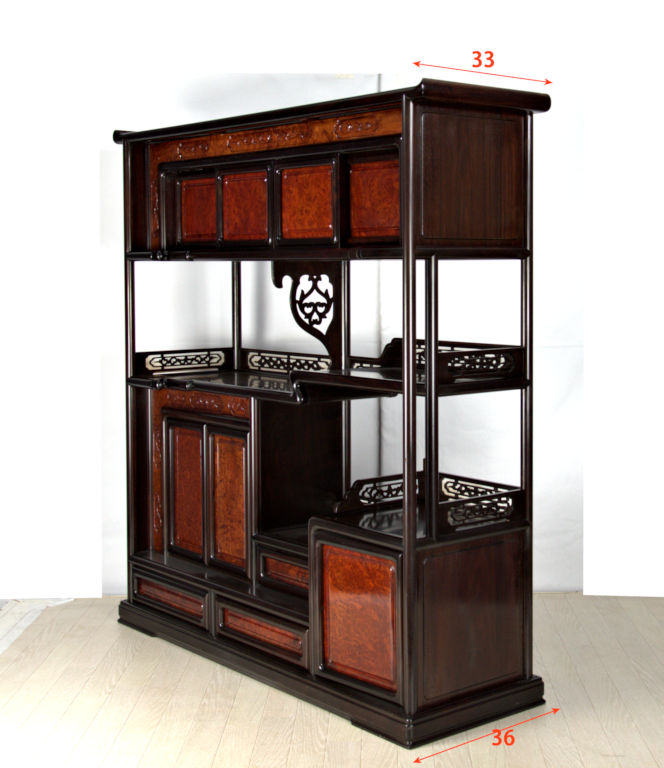 □071201-055□飾り棚□茶棚□紫檀/黒檀□現状□ □071201-055□飾り棚