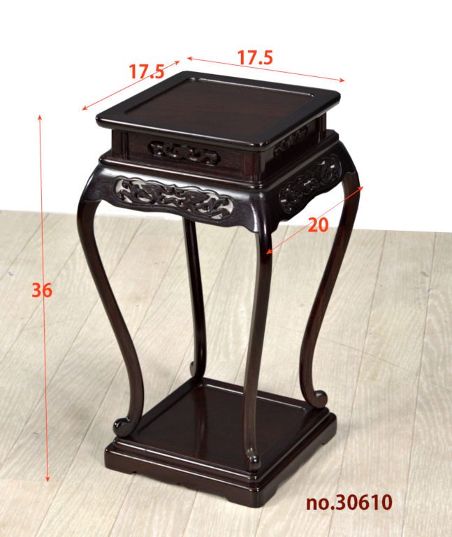 花台、唐木紫檀無垢、新品箱入り 花台: 紫檀 三重透かし彫り 1.8尺平台