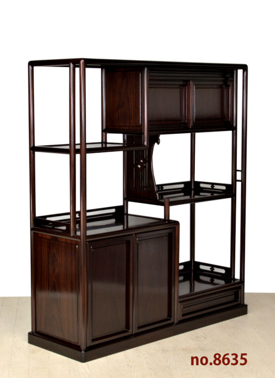 飾り棚:紫檀 道山作 隅丸4枚戸無地 3尺棚 大阪唐木指物(仕上完成品) no