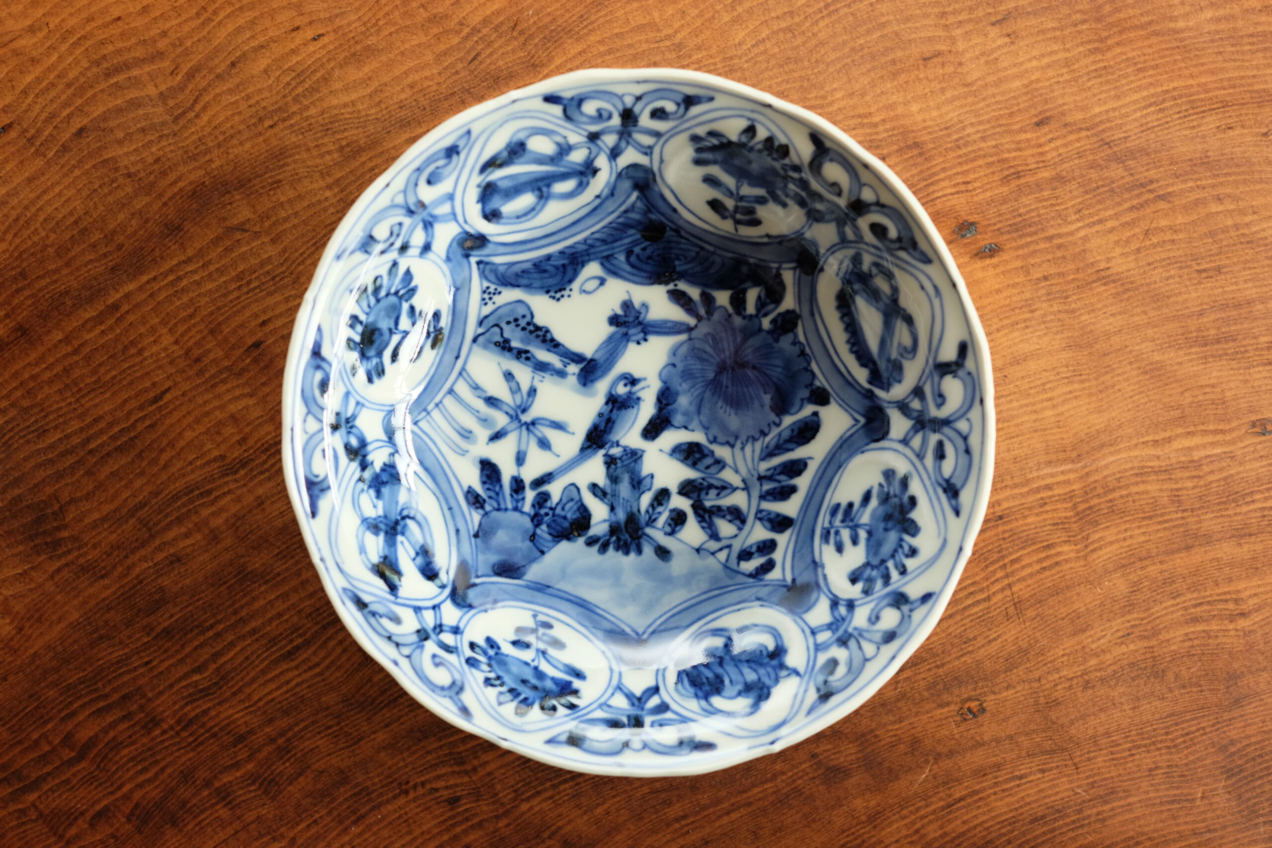 中国美術 染付 芙蓉手 碗 揃 五件(K-XA690) 中国美術 染付