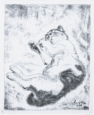 藤田嗣治 銅版画「猫」シャーマンコレクション