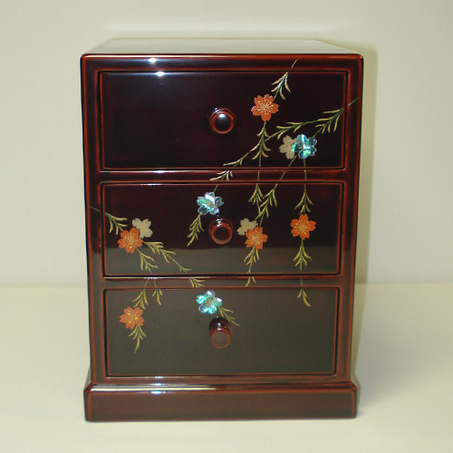 18-98 送料無料 家具 箪笥 引き出し 丸箪笥 螺鈿 細工 鳥 葡萄 小物入れ