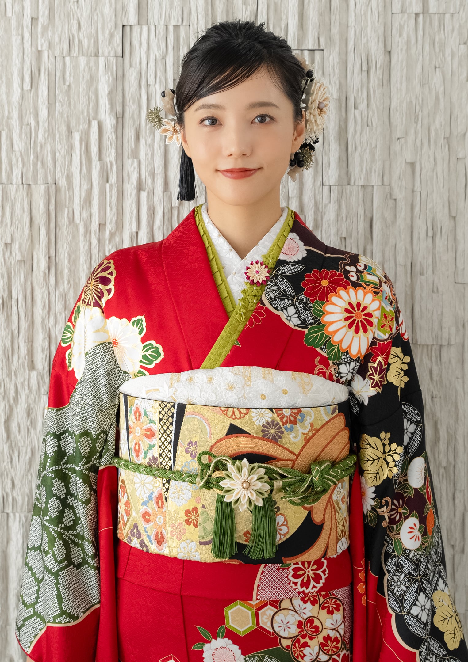 特価】本振袖 鹿の子織 現代古典 王道の赤 🌸伝統古典🌸王道❣️赤の
