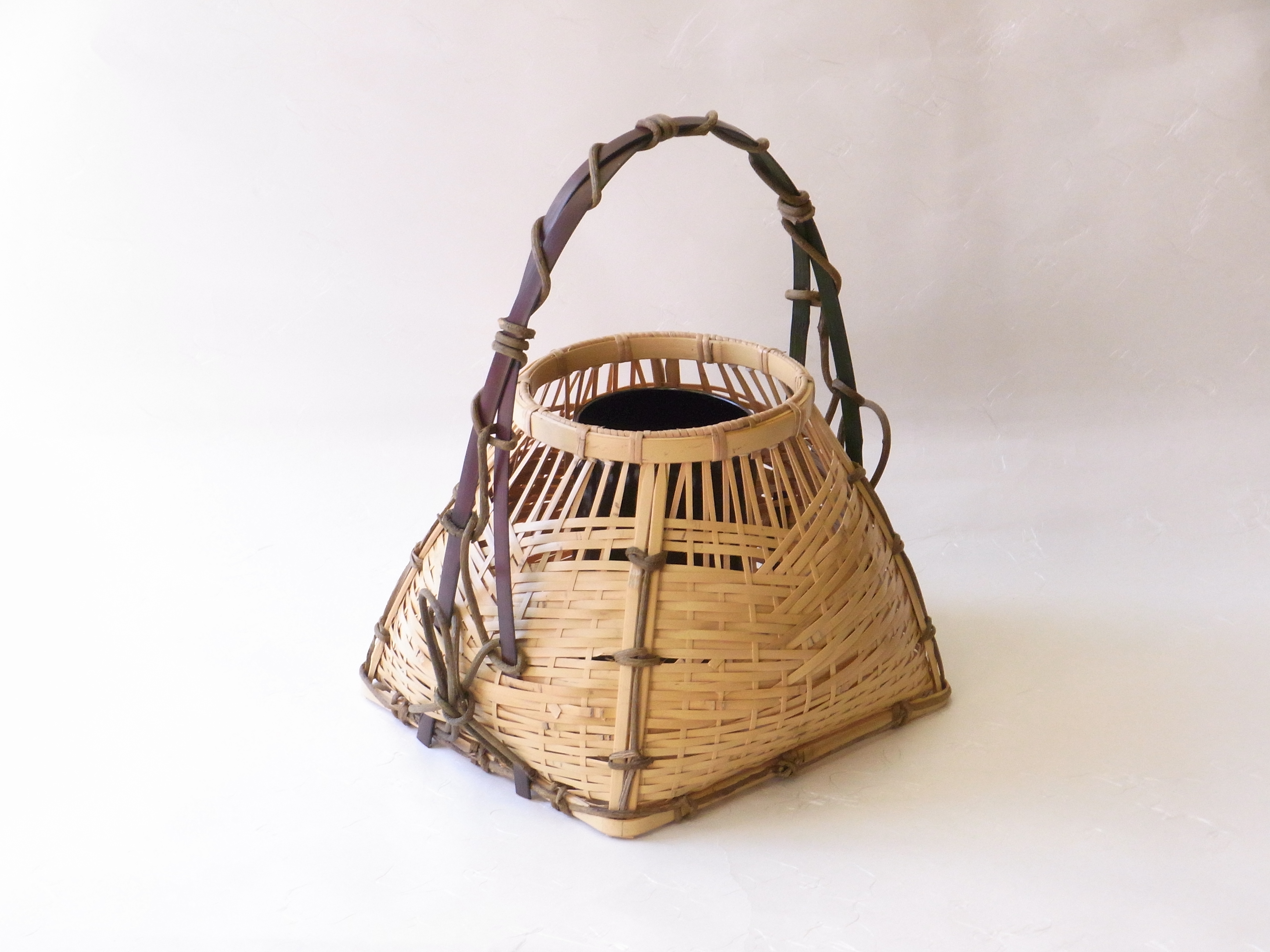 イ214 竹花生『竹器師 黒田宗傅』『宗全作写 籠花入 表千家久田宗也 極