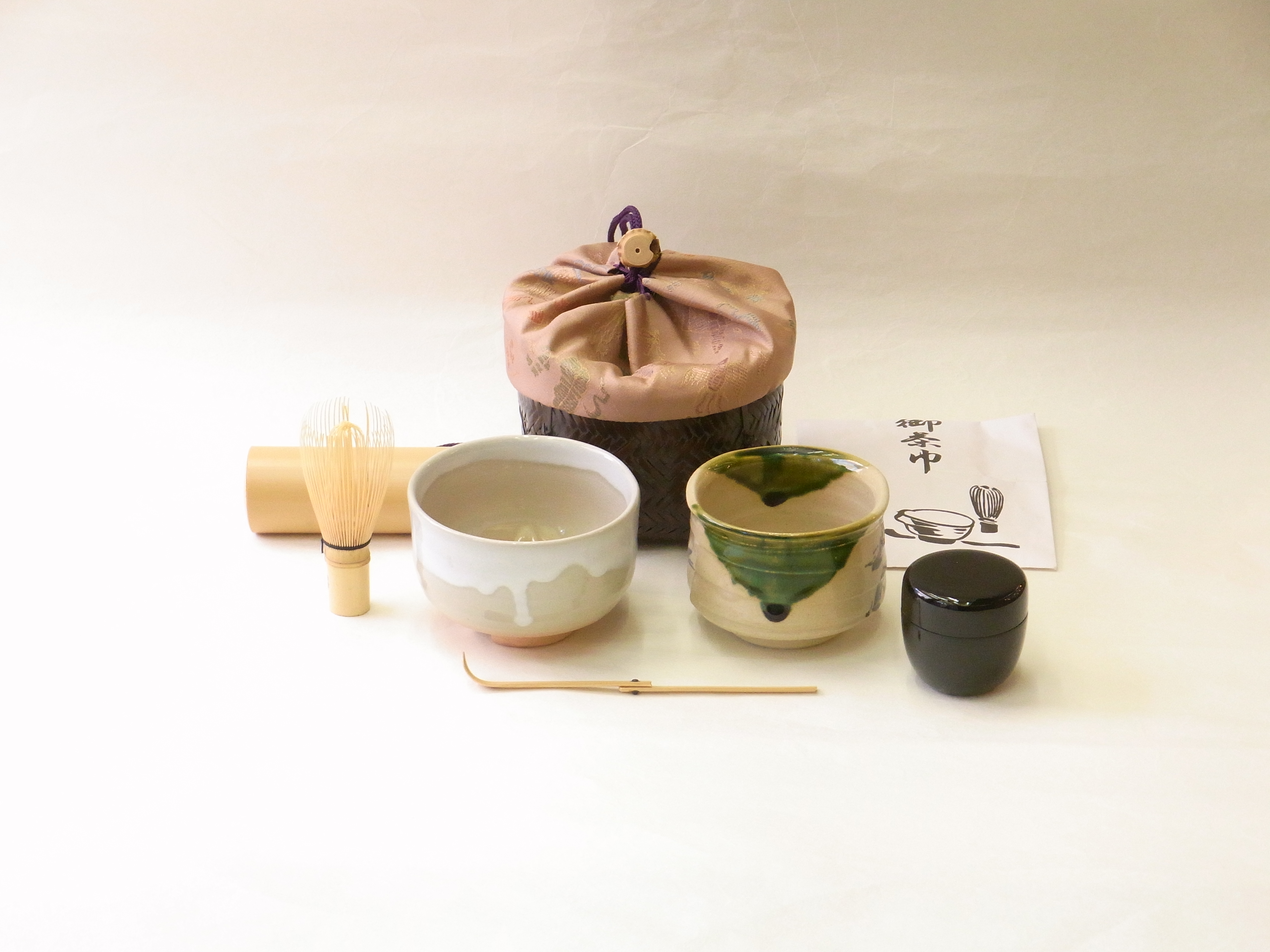 茶道具 野点籠 9点フルセット】 野点籠（野点セット 緑） NOD-09/お茶の