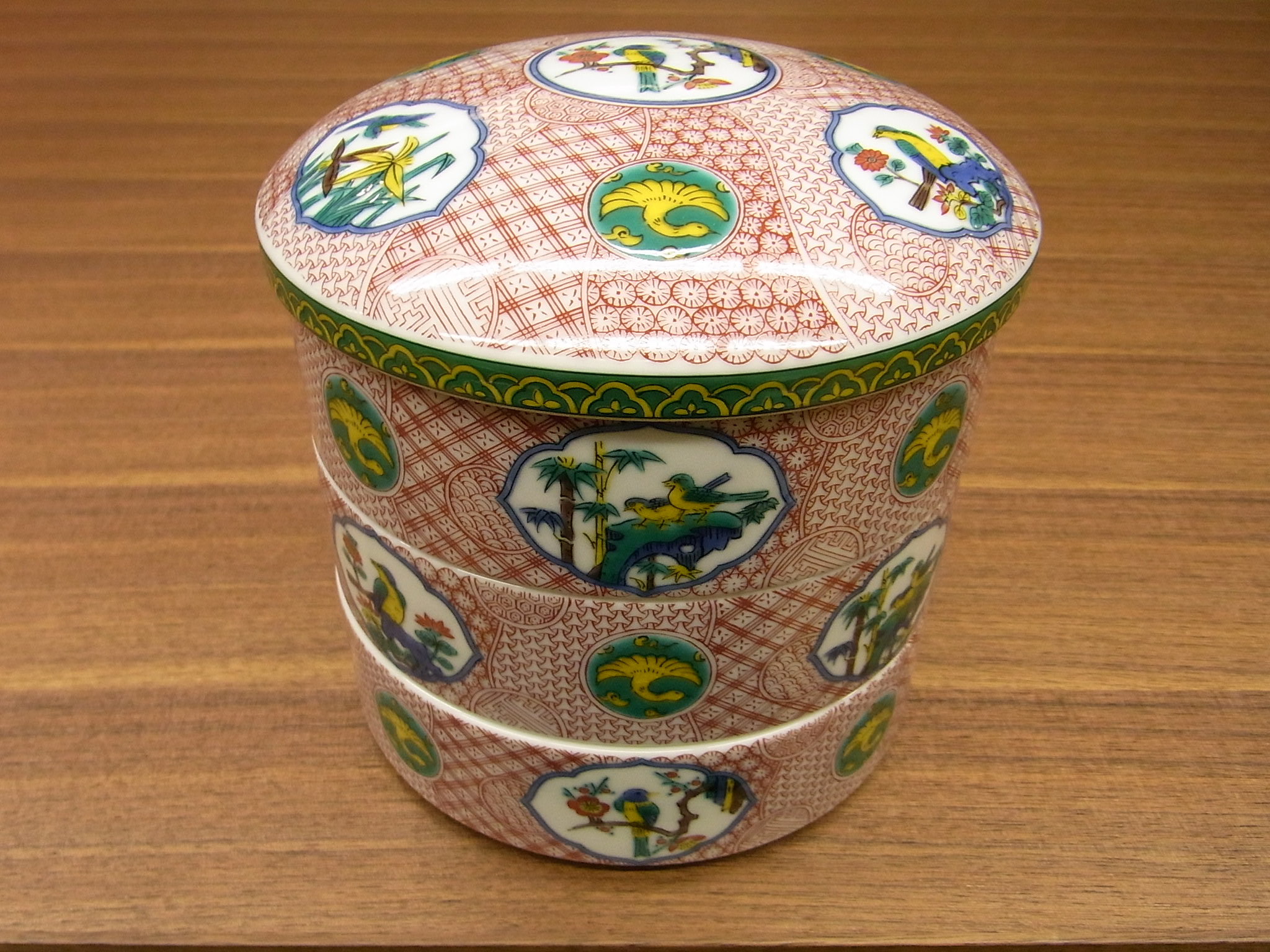 A902木製輪島塗 懐石道具 赤 古典風景蒔絵 『塗師銘仁左衛門』 5客A902