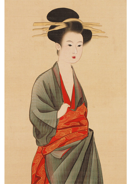 江戸時代 掛軸（山口素絢）御多福図（骨董/古美術） 江戸時代 掛軸