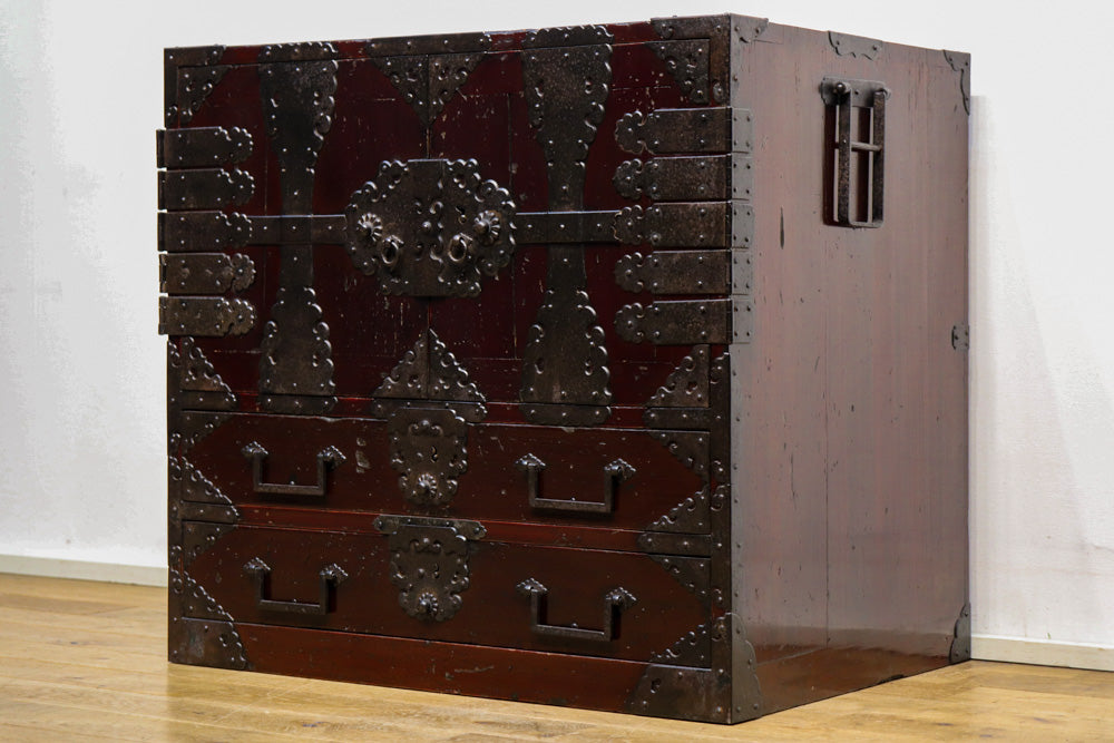 明治12年 お誂え箪笥 鍵付 6段 引き出し 武田庄右衛門依頼品 明治12年