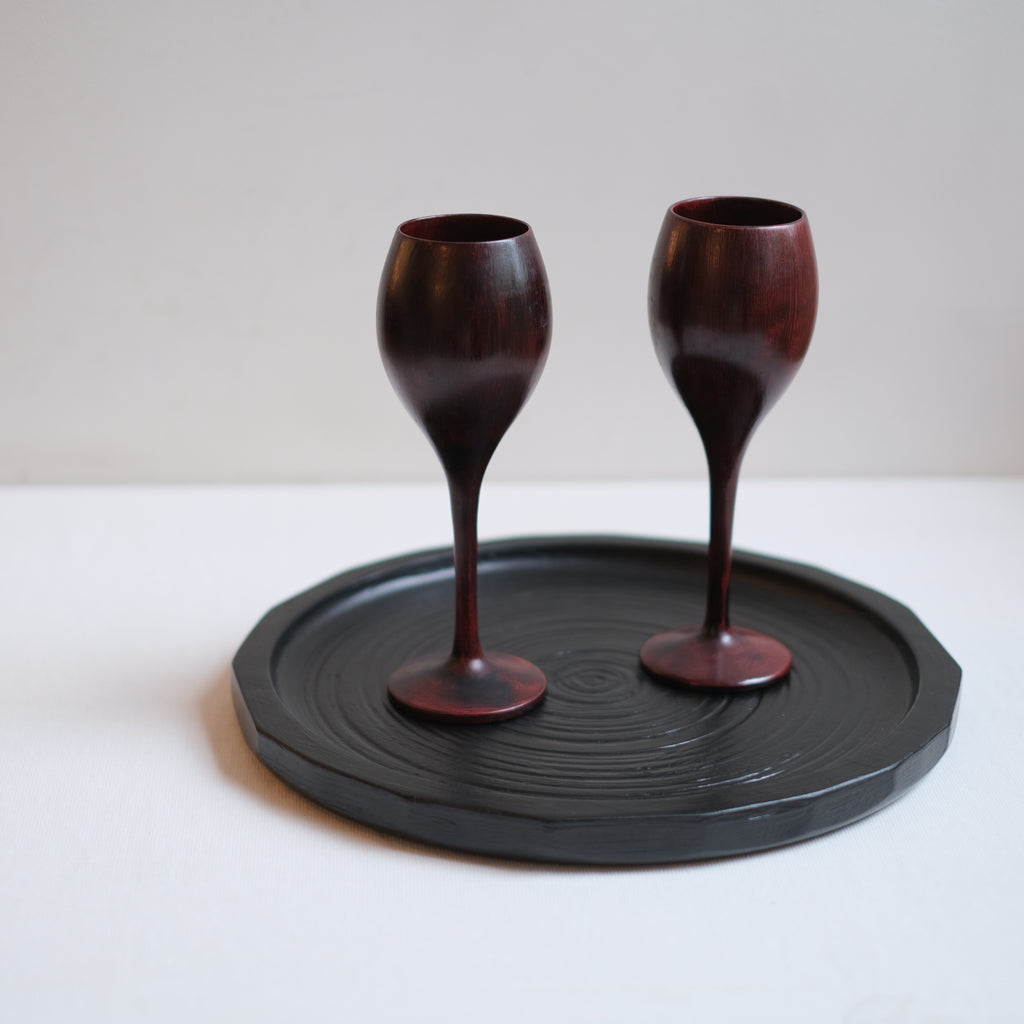 レア】山岸厚夫 赤色漆器 茶托5枚セット レア】山岸厚夫 赤色漆器 茶托5