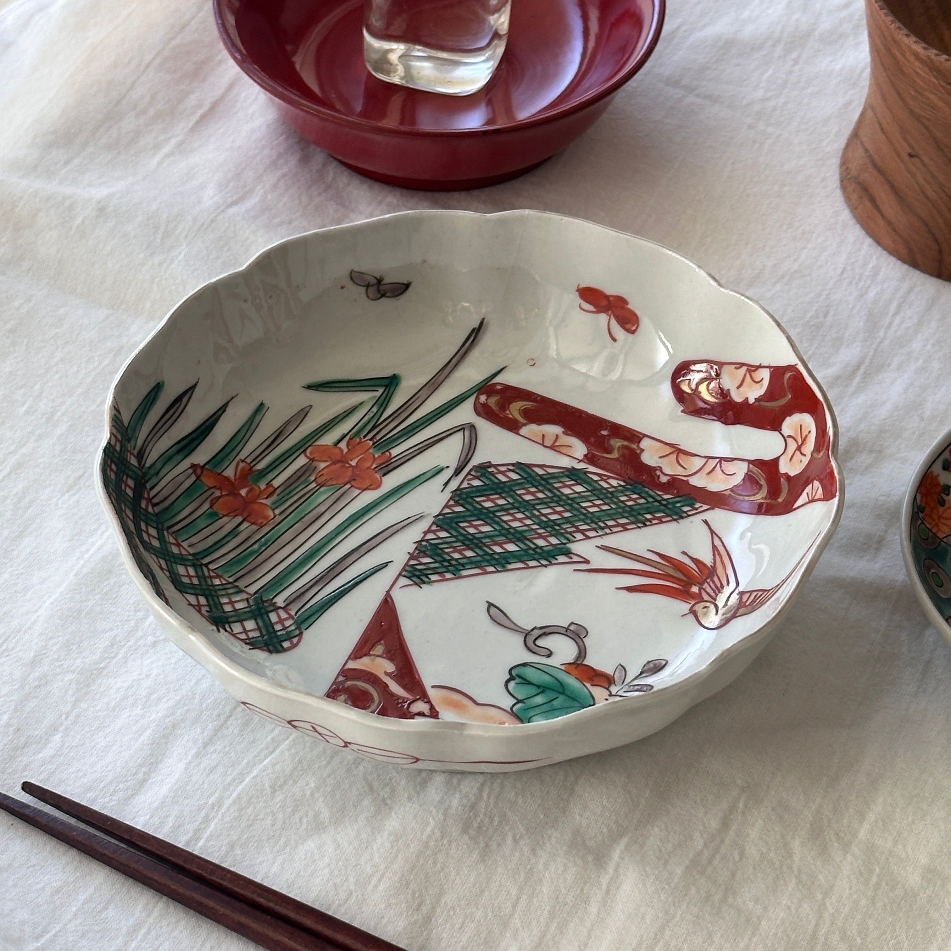 時代 古伊万里四君子色絵壺 時代 古伊万里四君子色絵壺 時代 古伊万里