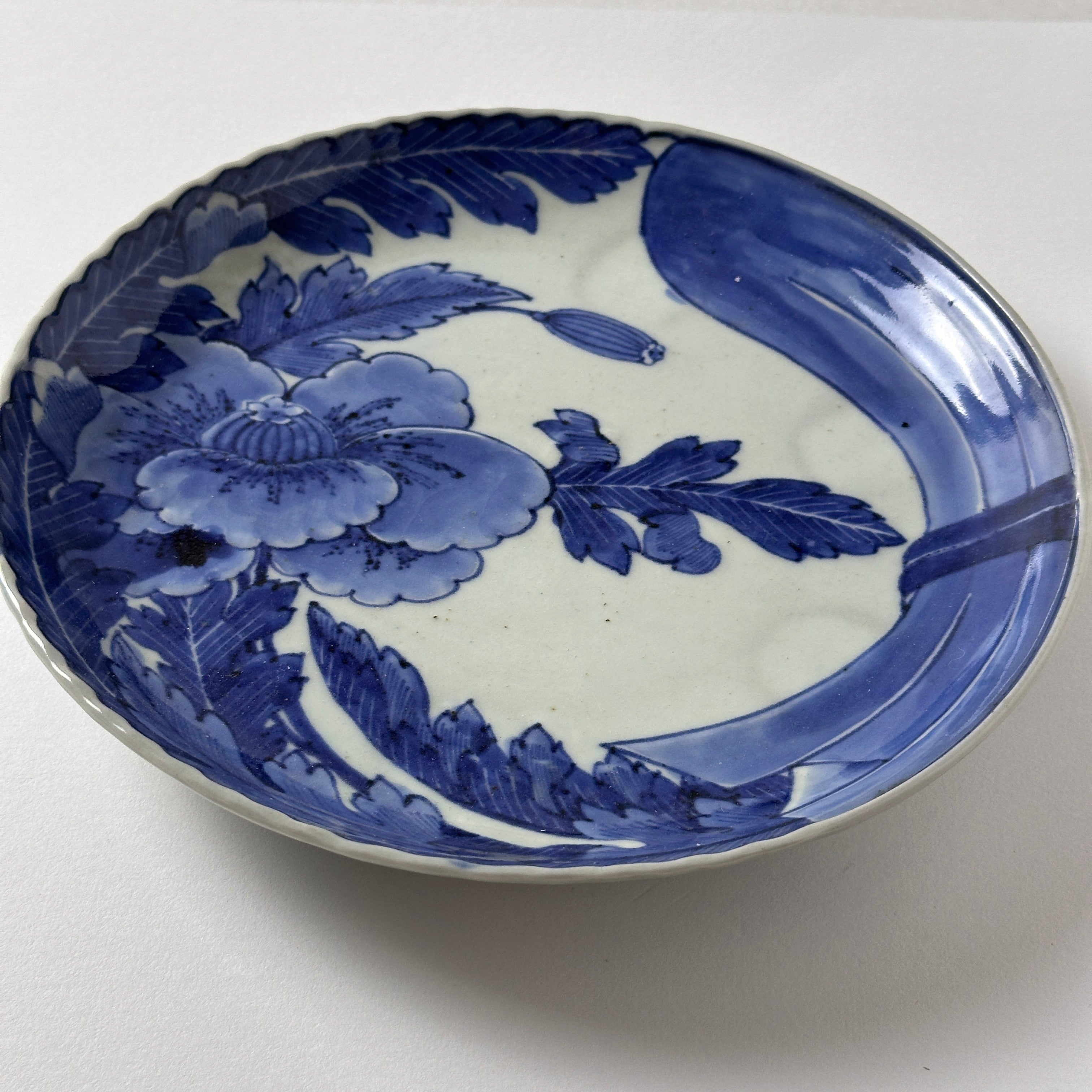 古伊万里 瑠璃 輪花向付 F477AS-DBo 古伊万里 瑠璃伊万里 輪花 大振り