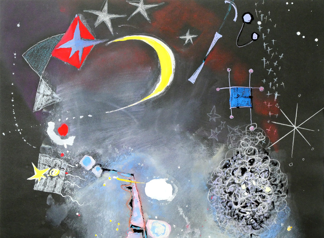 藤野千鶴子「宙（そら）」水彩・パステル画併用・20号 絵画買取・販売