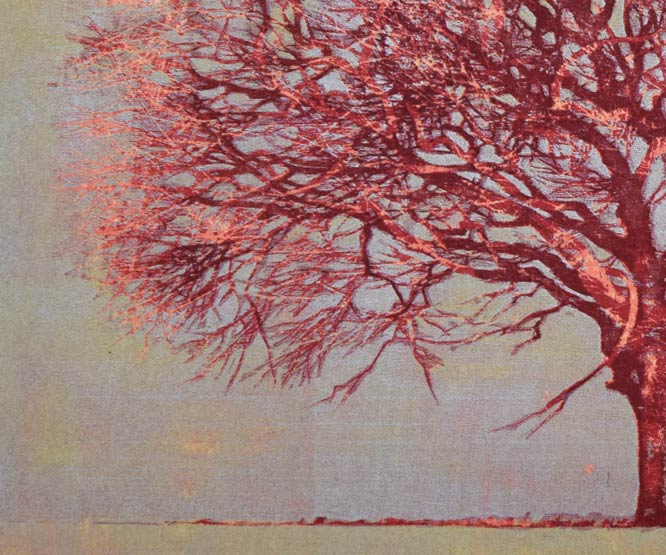 星襄一「赤い木」木版画 絵画買取・販売の小竹美術