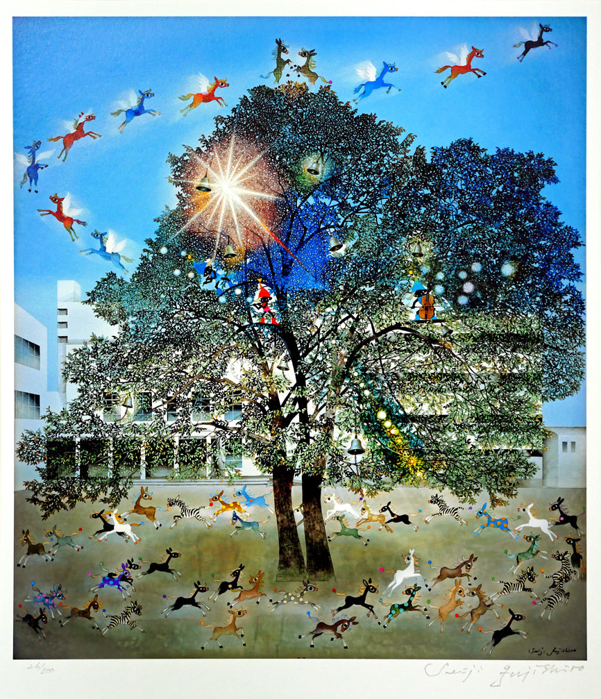 藤城清治「光陰の中の巣立つ子馬たち」レフグラフファイン版画 絵画