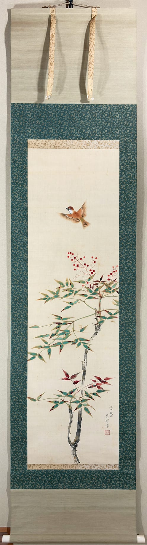 松梅図 掛け軸 掛軸 軸装 日本画 墨彩画 水墨画 東洋美術 古