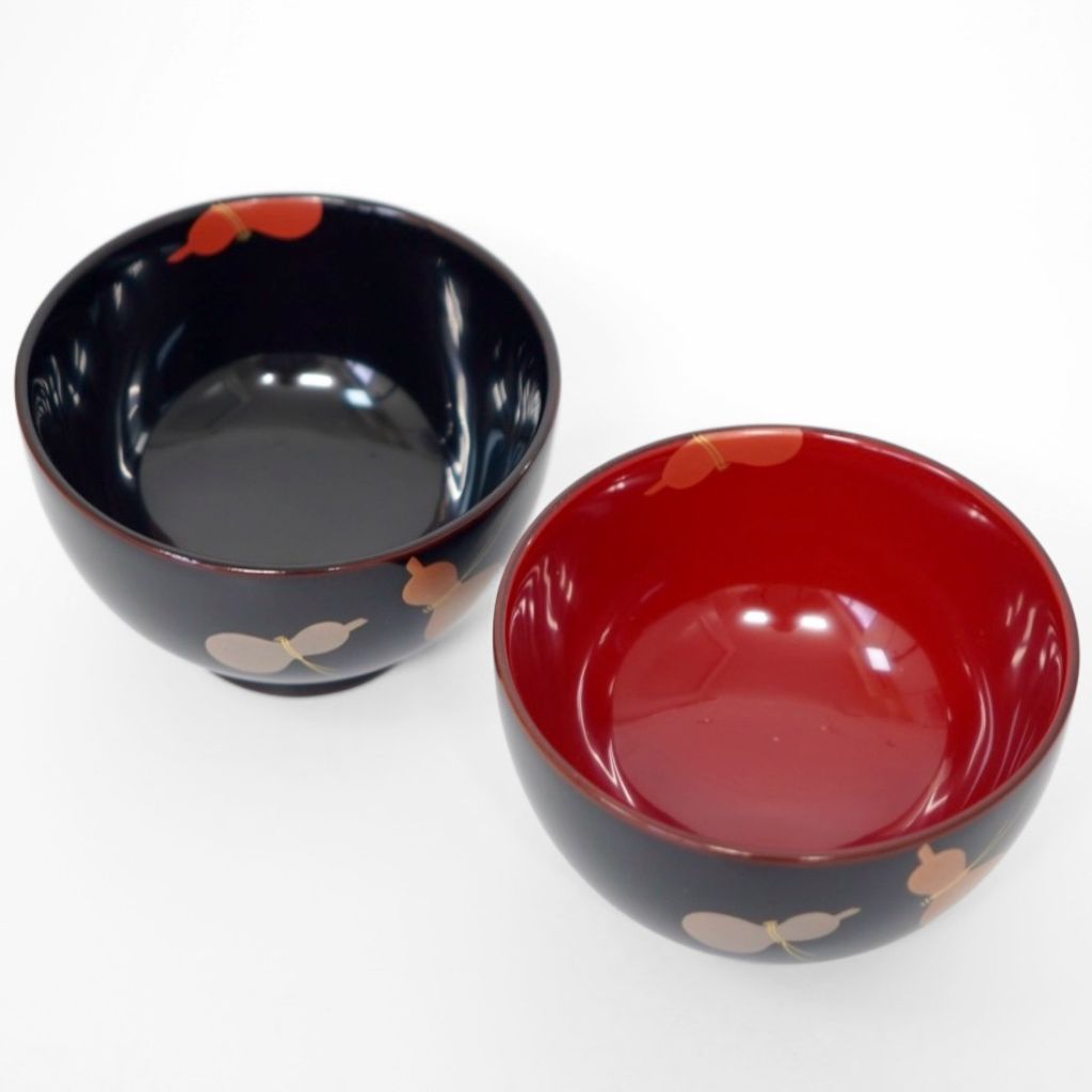 手に馴染む♪ひさご型の 特選 汁椀揃 うるし塗装 コレクション 5客 手