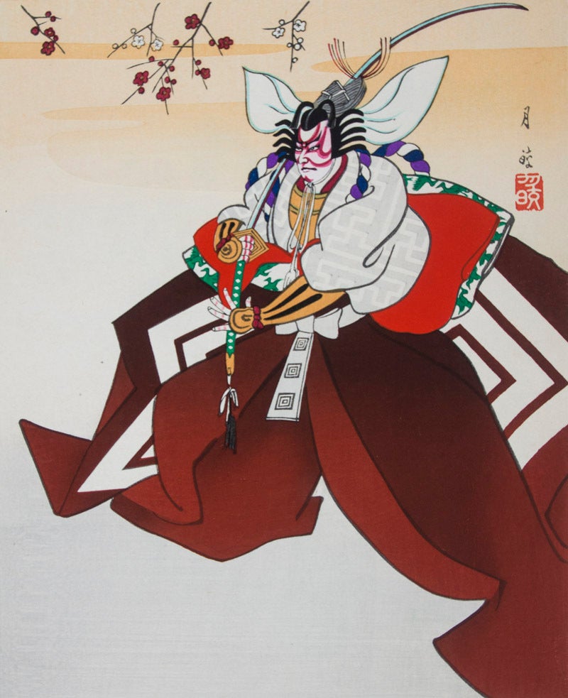 名狂言歌舞伎木版画萃/ Kabuki: A Set of 6 Pictures with Stories
