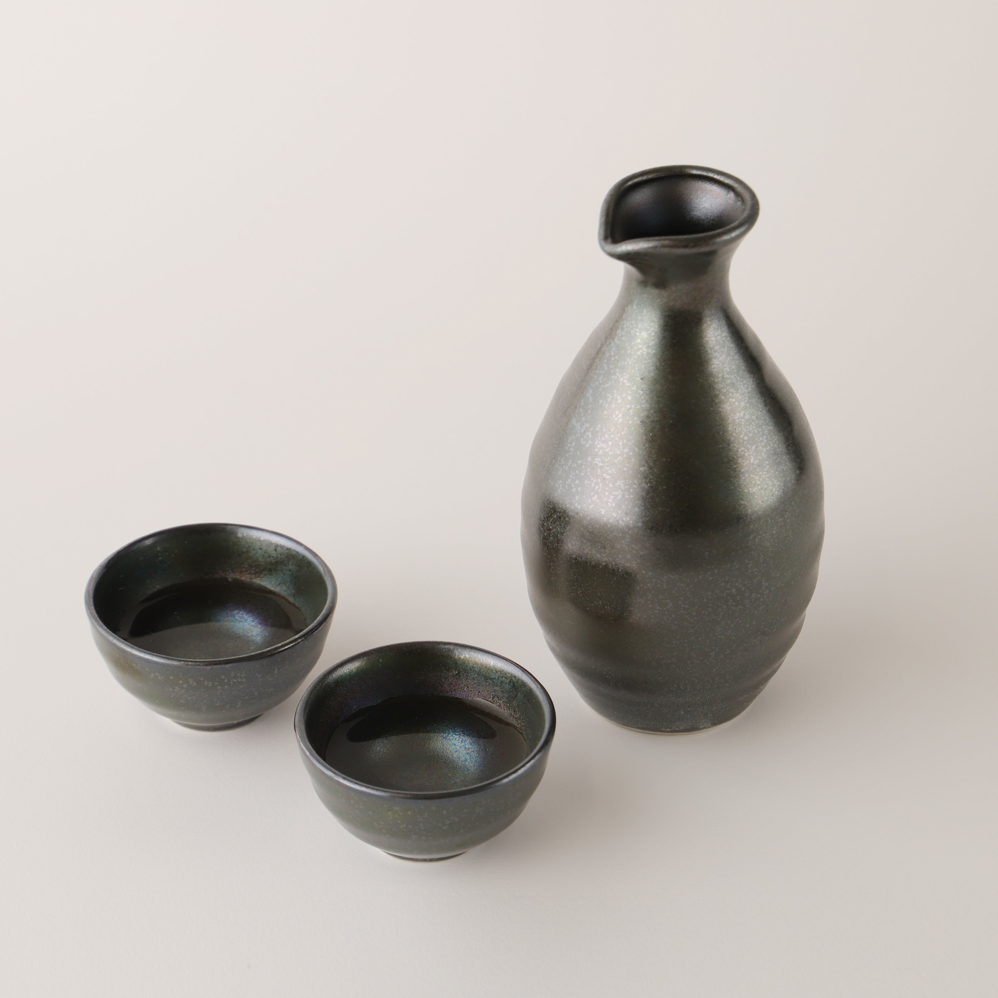 豊前上野焼 珍しい藁白釉 渡髙久 酒器セット 徳利1 お猪口2 豊前上野焼