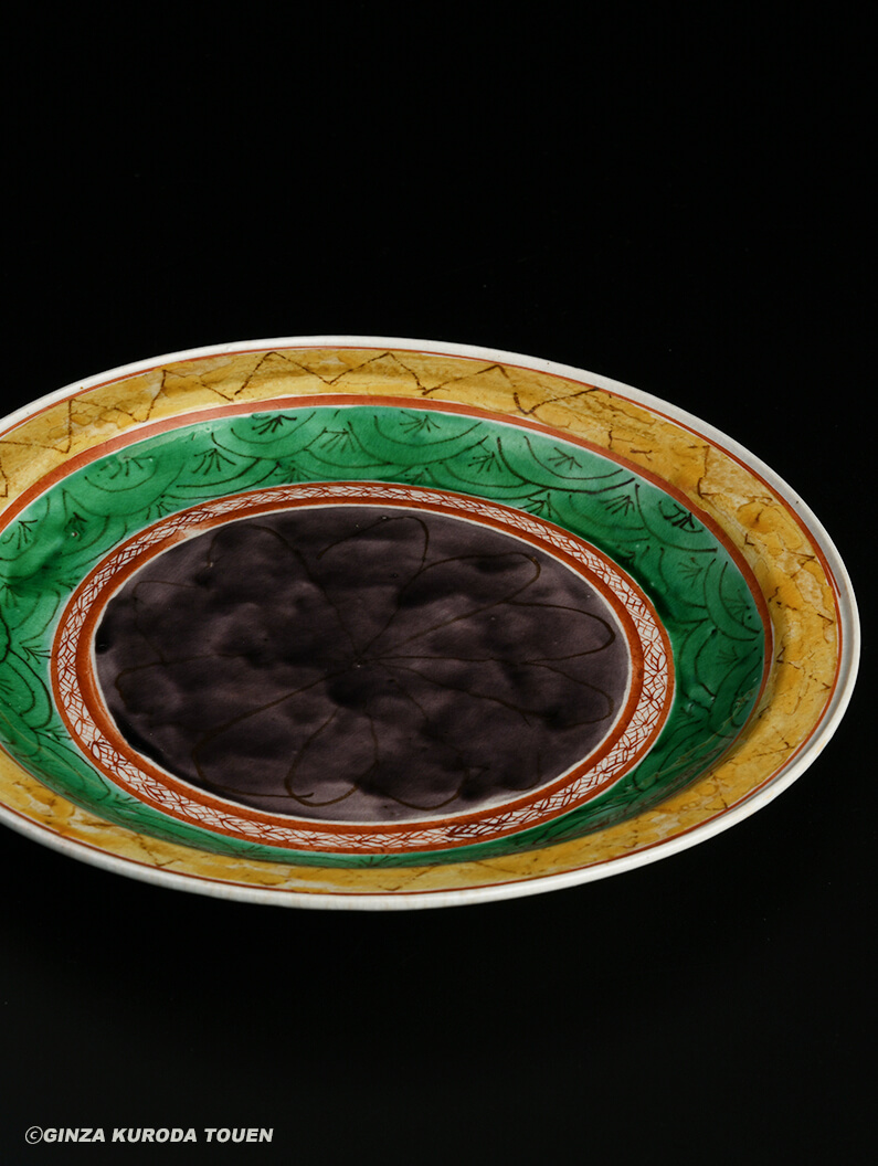 北大路魯山人 紫地菊花画皿 | 銀座 黒田陶苑