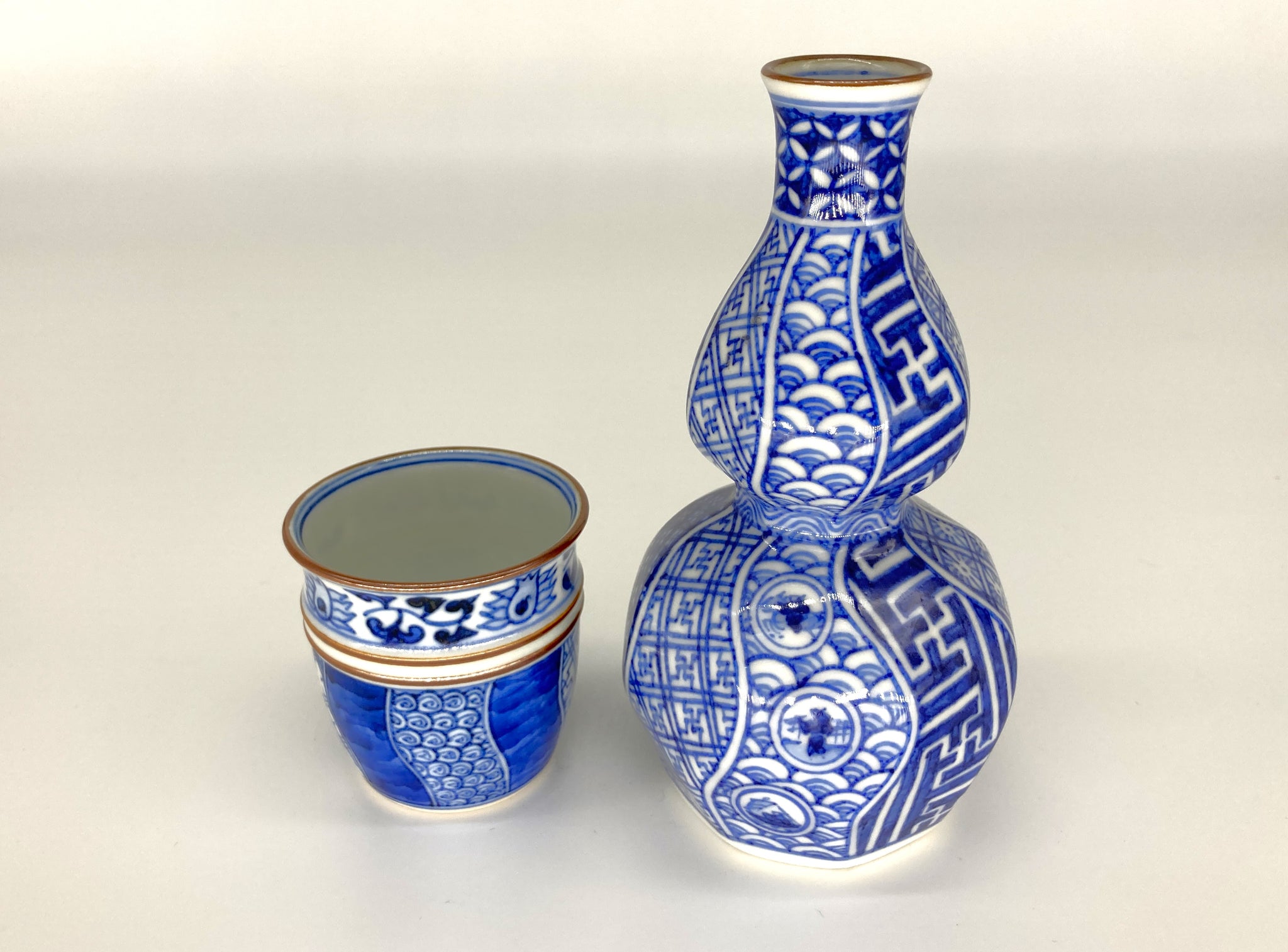 京焼清水焼岩華窯吹呉須丸紋深鉢花器