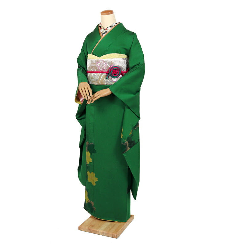 高身長さんに深緑の振袖 フルセット身長160から175くらいまで